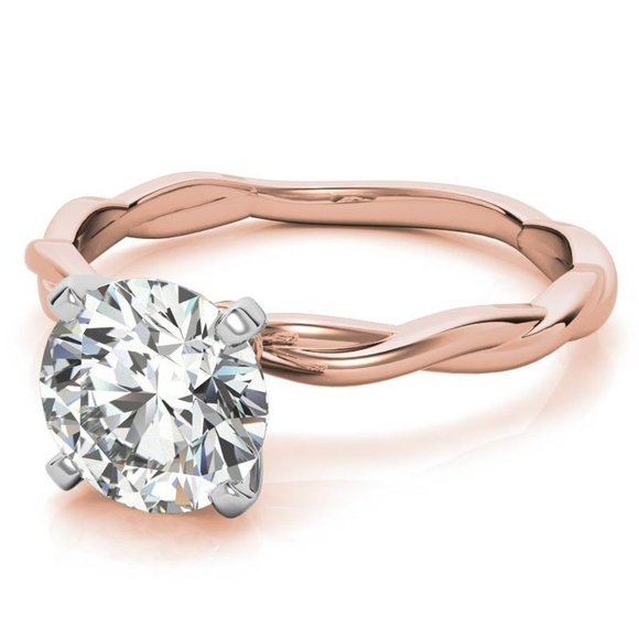 2.0Carat -8.0mm Round Petite Twisted Infinity Moissanite Solitaire Ring - Picture 13 of 16